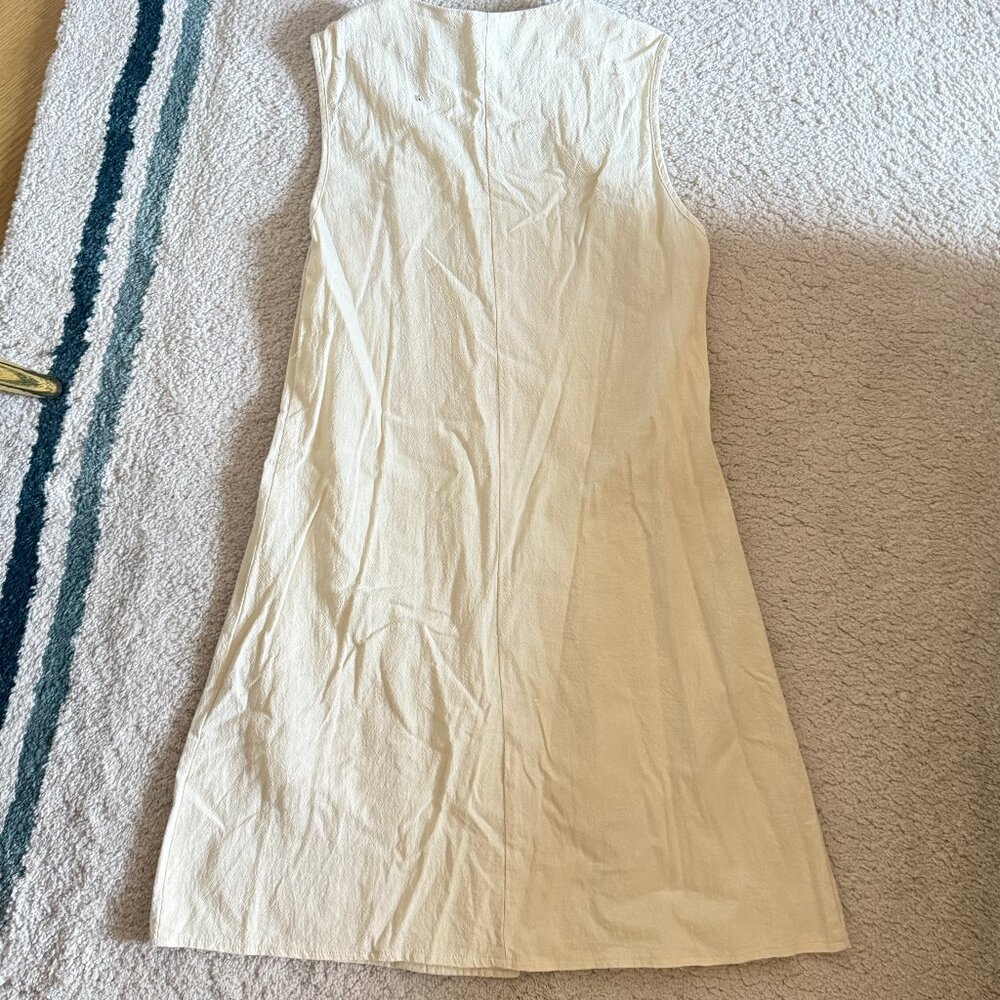Cotton Button Down Scalloped Edge A-Line Mini Dress - Easy Everyday Summer Dress - Picture 6 of 8